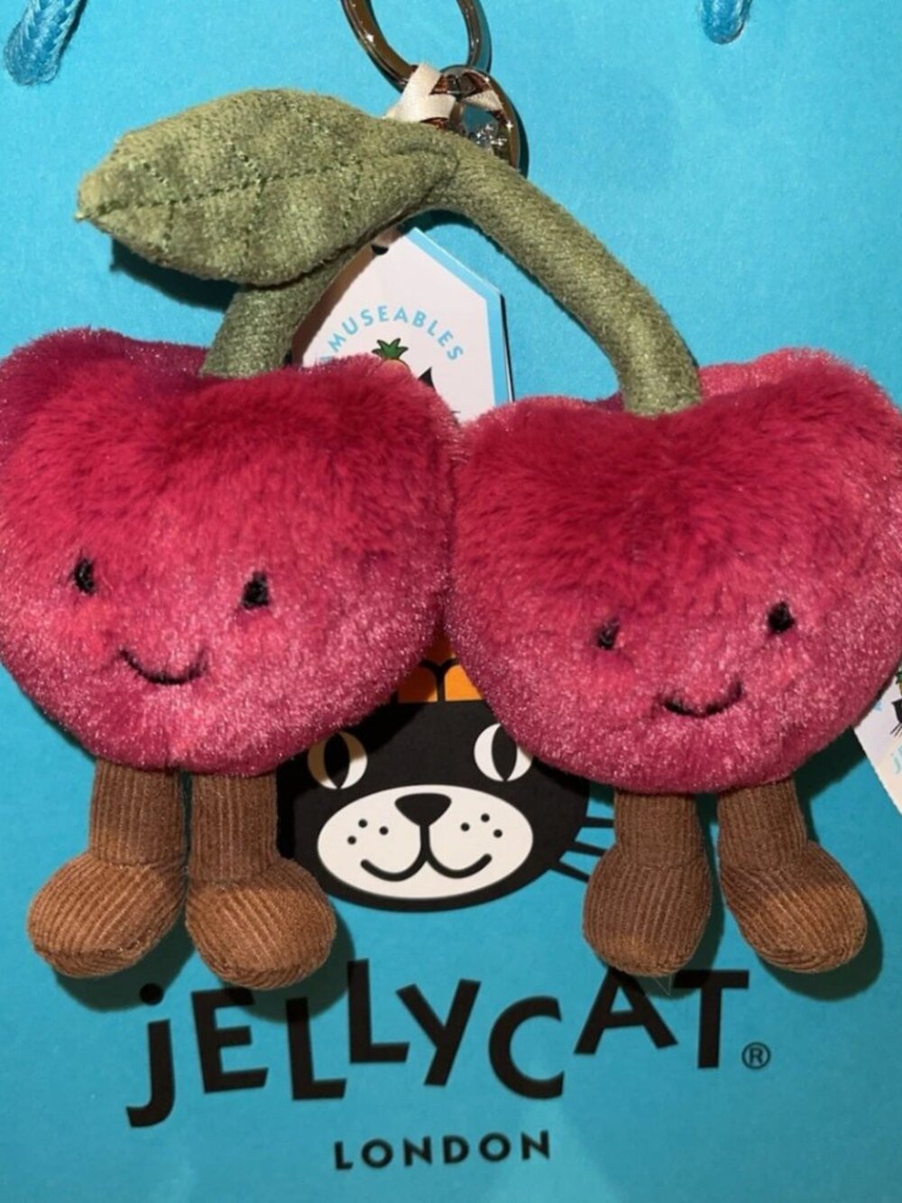 NWT Jellycat Amuseables Cherries Bag Charm with dust bag